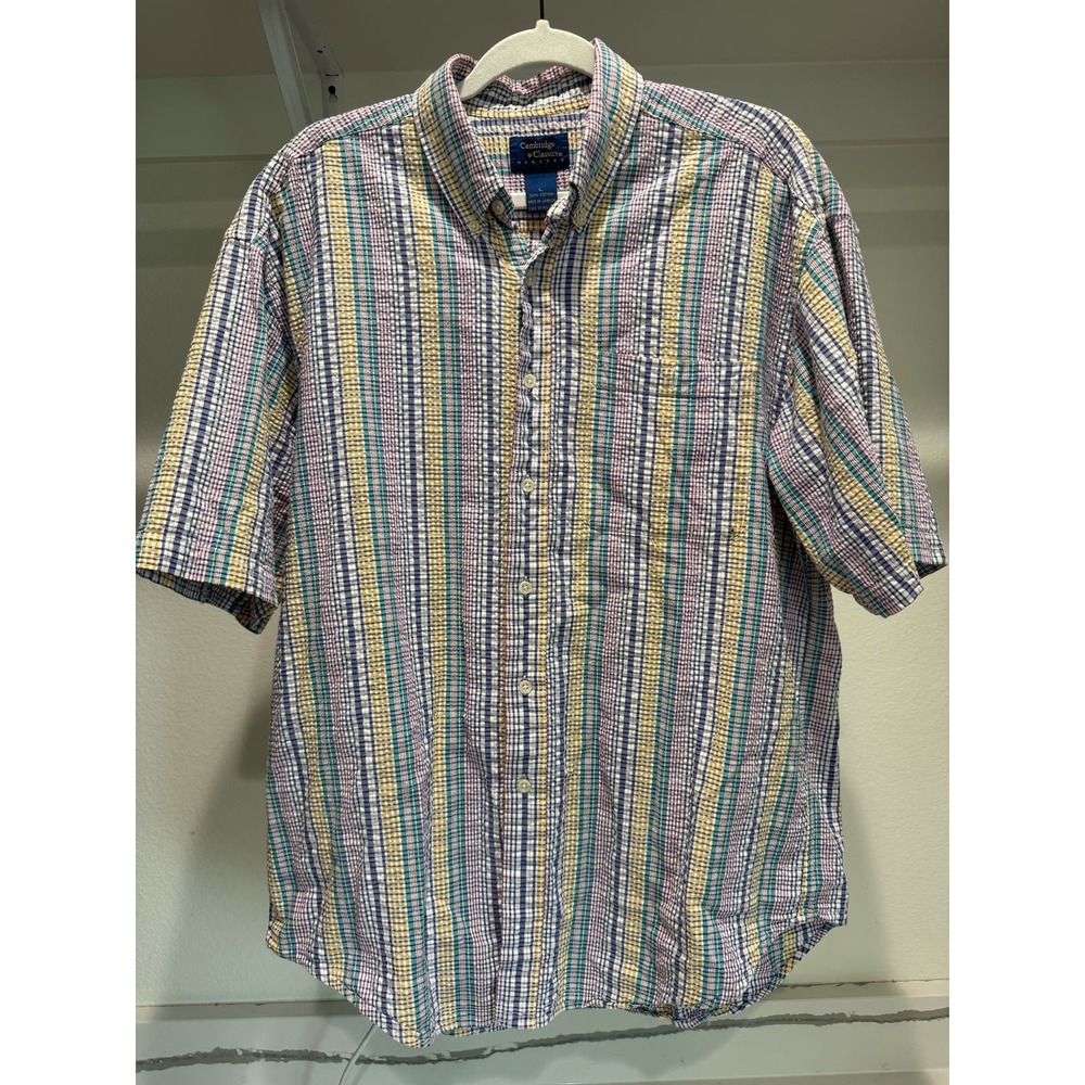Vintage Cambridge Classics Multi-Color Cotton‎ Button-Down Size Large